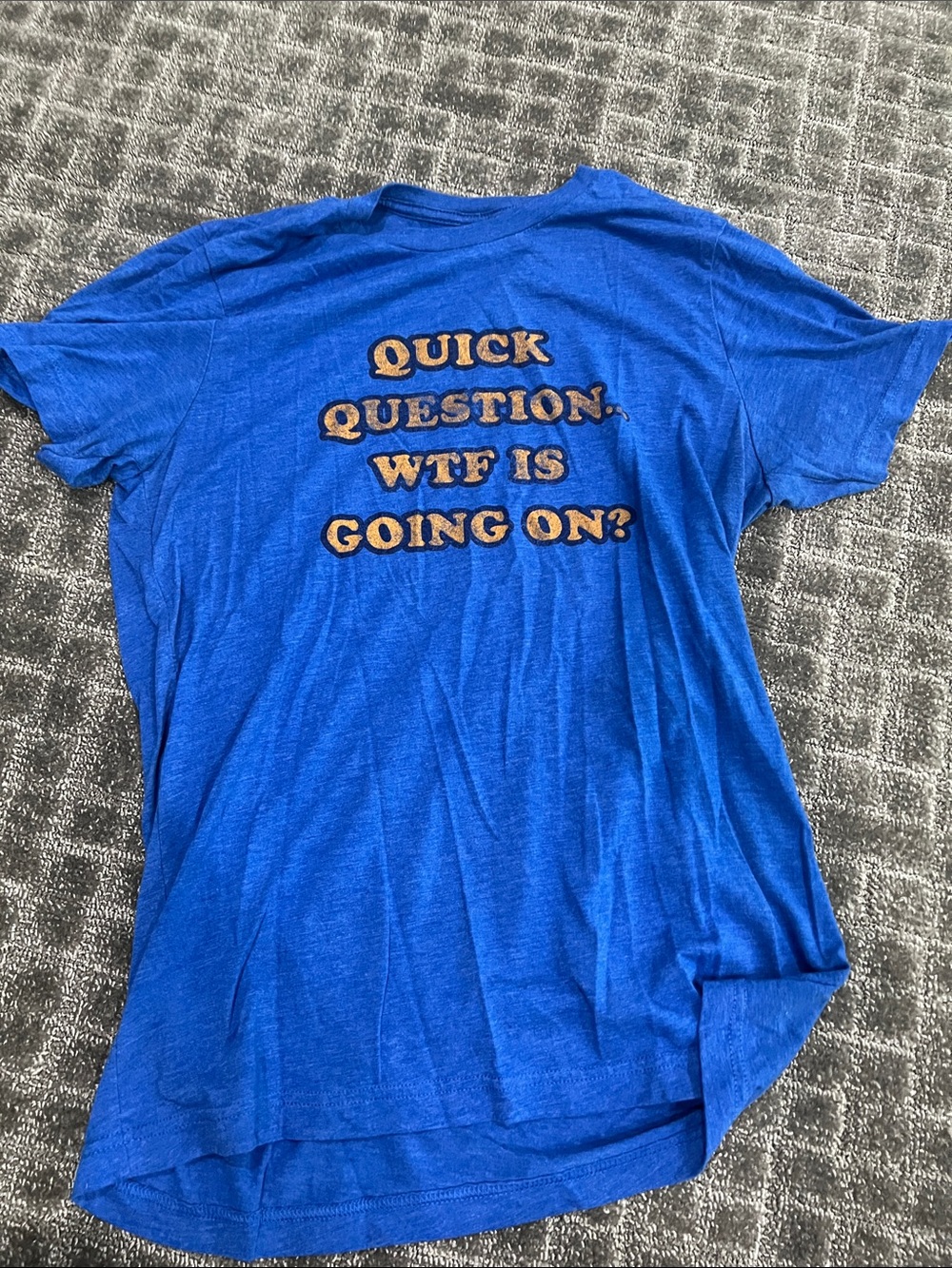 Blue Graphic Tee - "Quick Question"